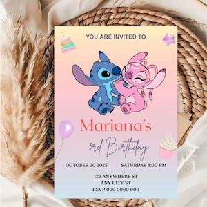 Editable Stitch Birthday Invitation Template / editable Kids Birthday Invitation Template / stitch Birthday Invitation Template for Kids
