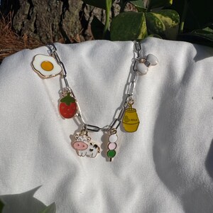 Kawaii Themed Charm Necklace- Silver