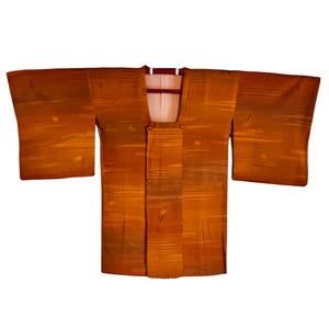 Vintage Japanese Michiyuki Coat | Pure Silk Kimono Jacket | Brown Ombre Leaf Pattern | Excellent Condition