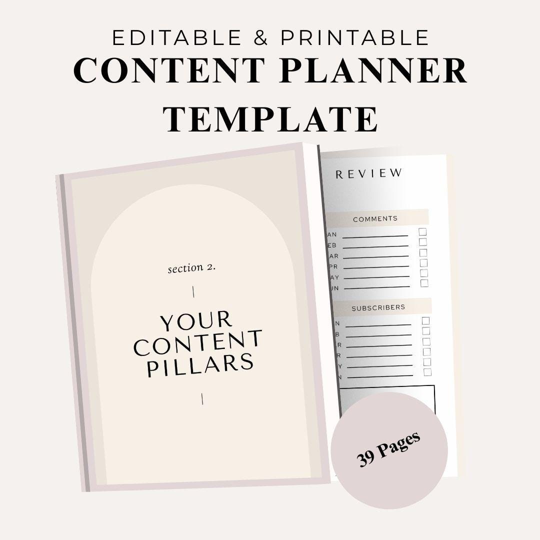 Canva Social Media Planner Template: Content Calendar (digital Download ...