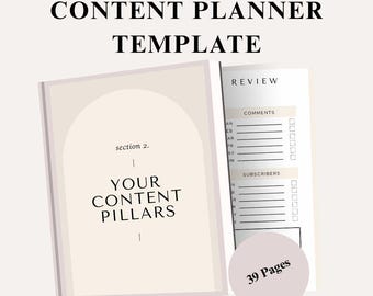コンテンツプランナーテンプレート - 編集可能なソーシャルメディアカレンダー - 中小企業向けベージュマーケティングバンドル