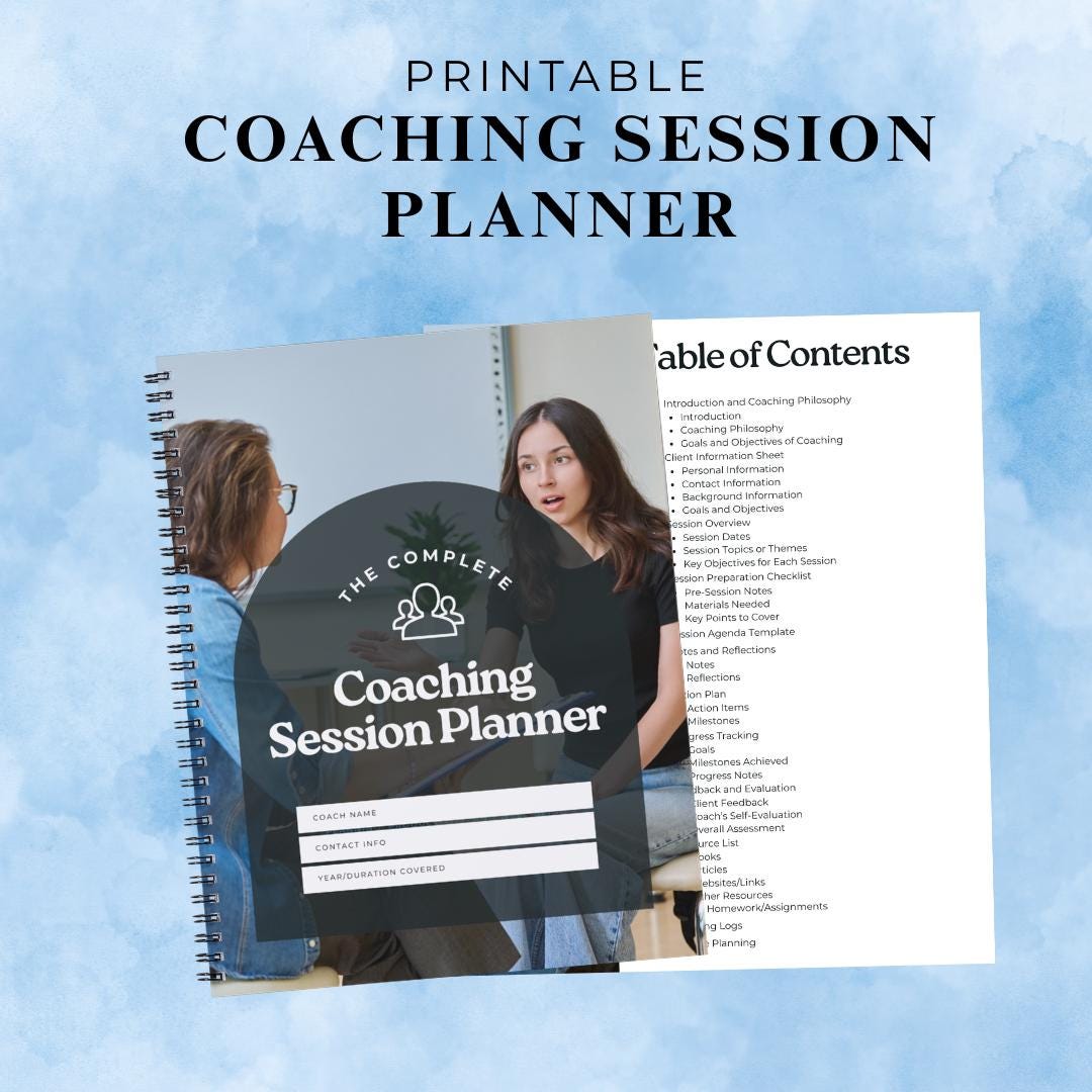 Coaching Session Planner Printable – Life, Business Coach Planner PDF ...