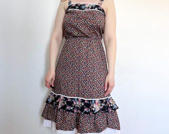 Vintage 70s 100 % Cotton Floral Summer Sundress, Size XS-S