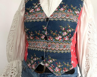 Vintage väst i lapptäcke i 60-talsstil, storlek S-M