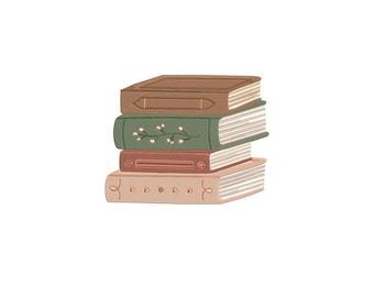 Stack of Books Embroidery Design: Reading Stitch Pattern (Digital Download)
