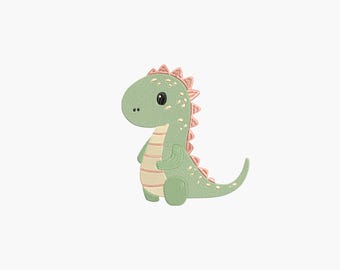 Cute Dinosaur Embroidery Design, Kawaii Dino Machine Embroidery File, Digital Download, 3 Sizes, Baby Dino Stitch Pattern