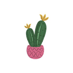 Cactus Pot Embroidery Design, Succulent Plant Machine Embroidery File, Digital Download, 3 Sizes, Cute Cactus Stitch Pattern
