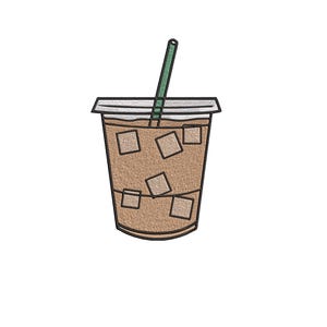 Iced Coffee Embroidery Design, Aesthetic Coffee Machine Embroidery File, Digital Download 3 Sizes, Cute Coffee Stitch Pattern, Coffee Drink