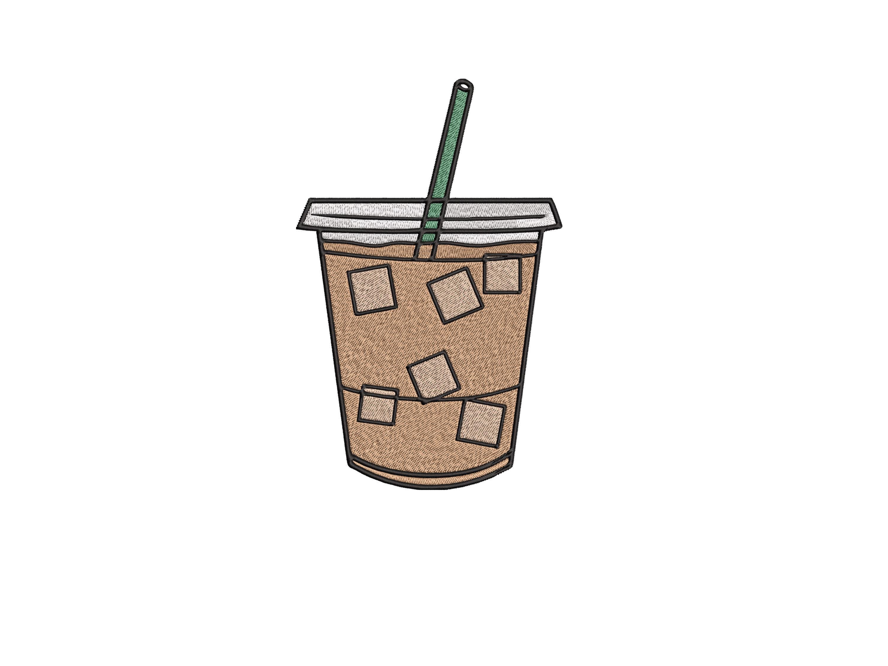 Iced Coffee Embroidery Design, Aesthetic Coffee Machine Embroidery File, Digital Download 3 Sizes, Cute Coffee Stitch Pattern, Coffee Drink