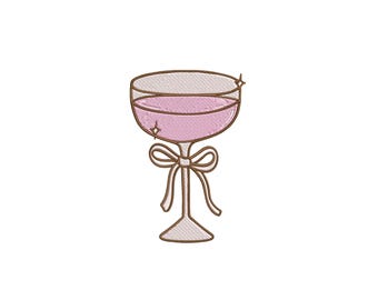Martini Glass Embroidery Design: Cocktail Machine Embroidery Pattern (3 sizes) (Instant Download)