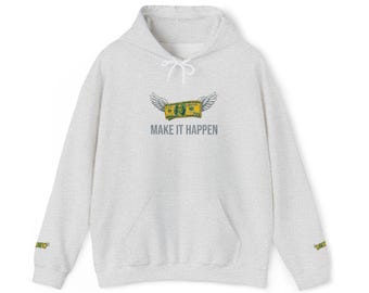 Daisy Box Wings MAKE IT HAPPEN Hoodie | Floral Motivational Design