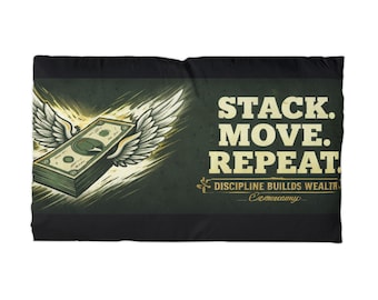 Stack Move Repeat money wings Microfiber Pillowcase | Stay Discipline print