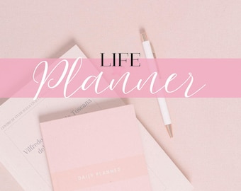 Life Planner Printable with RESELL rights including Financial tracker & bugeter, Goal Planner, wellness and weight loss planner