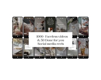 Más de 1000 Reels sin rostro y 30 videos de Reel listos para usar para redes sociales con derechos MRR Plantillas de marketing digital