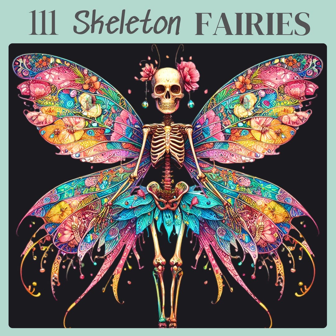 Pixie Skeleton Skeleton Fairy PNG Bundle, Watercolor Wings Clipart (digital Download ...