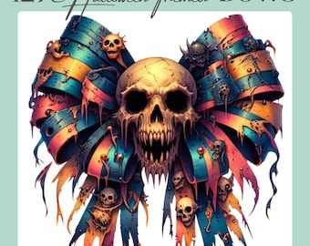Halloween Bow Clipart, Pumpkin Skull Gothic Bows (Digital Craft Clipart)