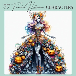 57 Witches Clipart, Halloween Clipart, Witch Clipart Bundle, Female Witch Graphics, Digital PNG\JPG, Scrapbooking, Couture Witch Graphics