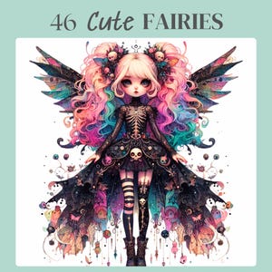 Gothic Fairy Clipart Bundle: Dark Fantasy Art, Scrapbooking (Digital Download JPG/PNG Files)