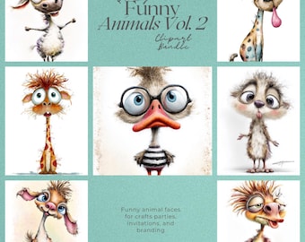 Funny Animal Clipart Bundle: Whimsical Cartoon PNGs (Digital Download)