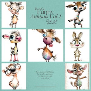 Quirky Animal Clipart: Funny Baby Illustrations (Digital Download)