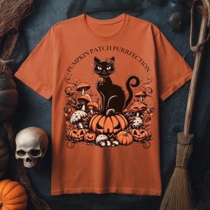 Black Cat Pumpkin Patch Shirt: Whimsical Halloween Tee (PNG/JPG Digital Download