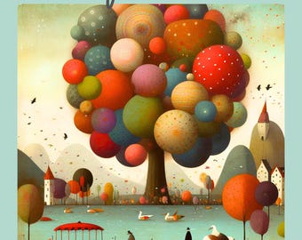Quirky Landscape Clipart: Whimsical Fantasy Art (PNG Digital Download)