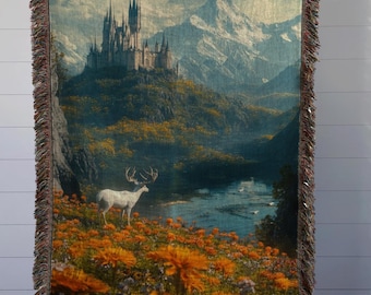 Fantasy Woven Blanket TOG Woven Throw Blanket,Kingdom of Ash Dark Academia wall art Booktok blanket dragon Literary gift Reading Nook Throw