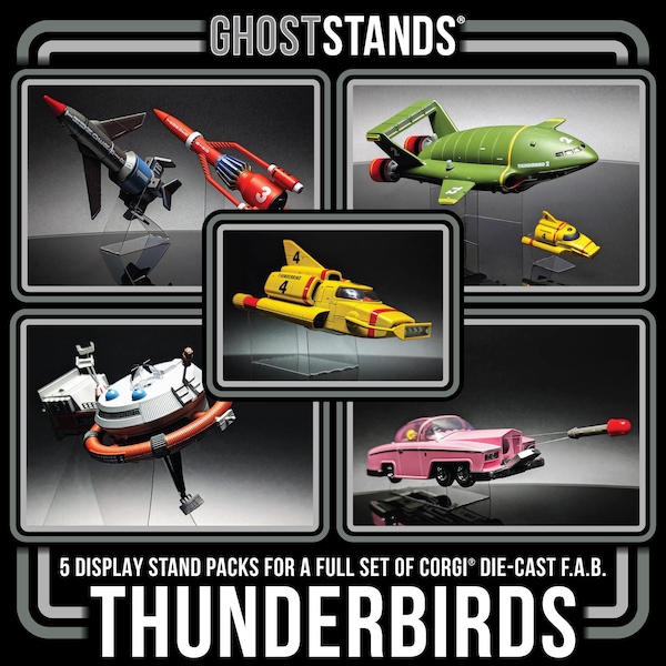 Thunderbirds Set mit 5 Ständer für Corgis F.A.B Collection / GHOST STANDS