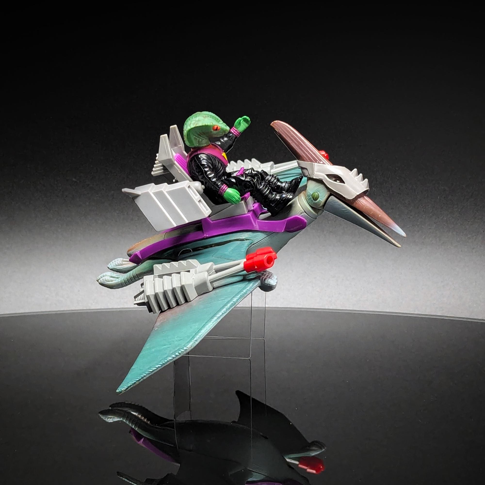 Figurine Vintage Dino Riders 1987 - MAKO Evil Rulon Warrior Sur Monoclonius - Marque Tyco - Occasion