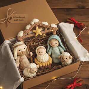 Crochet Nativity Amigurumi Pattern: Mary, Joseph, Jesus, Sheep (PDF Download)