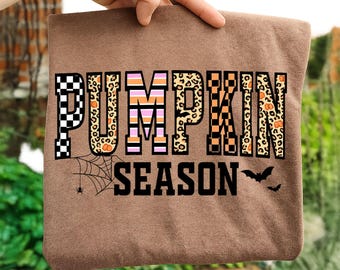 Retro Halloween Pumpkin PNG: Leopard Checkered Coquette Design