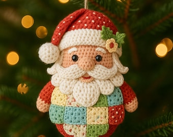 Patron Père Noël en patchwork au crochet : poupée de Noël Amigurumi (PDF)