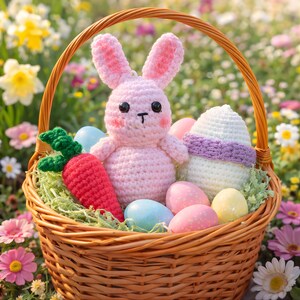 Haakpatroon paashaas, amigurumi-wortel, speelgoedeiermand (pdf-download)