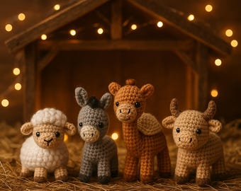 Mini Nativity Animals Crochet Pattern: Amigurumi Christmas PDF (Bonus Manger & Star)