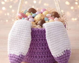 Crochet Easter Bunny Basket Pattern, Beginner Amigurumi PDF, Spring Decor (Digital Download)