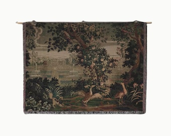 French Tapestry Woven Wall Hanging Verdure Garden Tapestry Vintage European Wall Tapestry French Country Decor Jacquard Tapestry