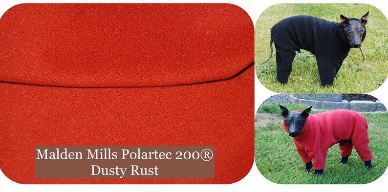Fleece Polartec 200* Dusty Rust* with Optional Head Covering Snood wtoggle or Turtlenck for Italian Greyhounds and all small dogs.