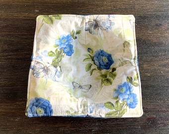 Reversible Cotton Blue Floral Paisley Bowl Cozy