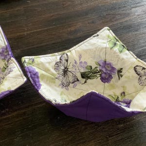Reversible Cotton Floral Solid Bowl Cozy