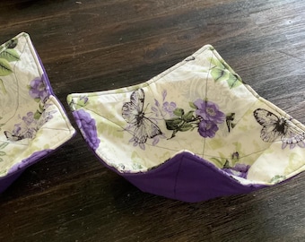 Reversible Cotton Floral Solid Bowl Cozy
