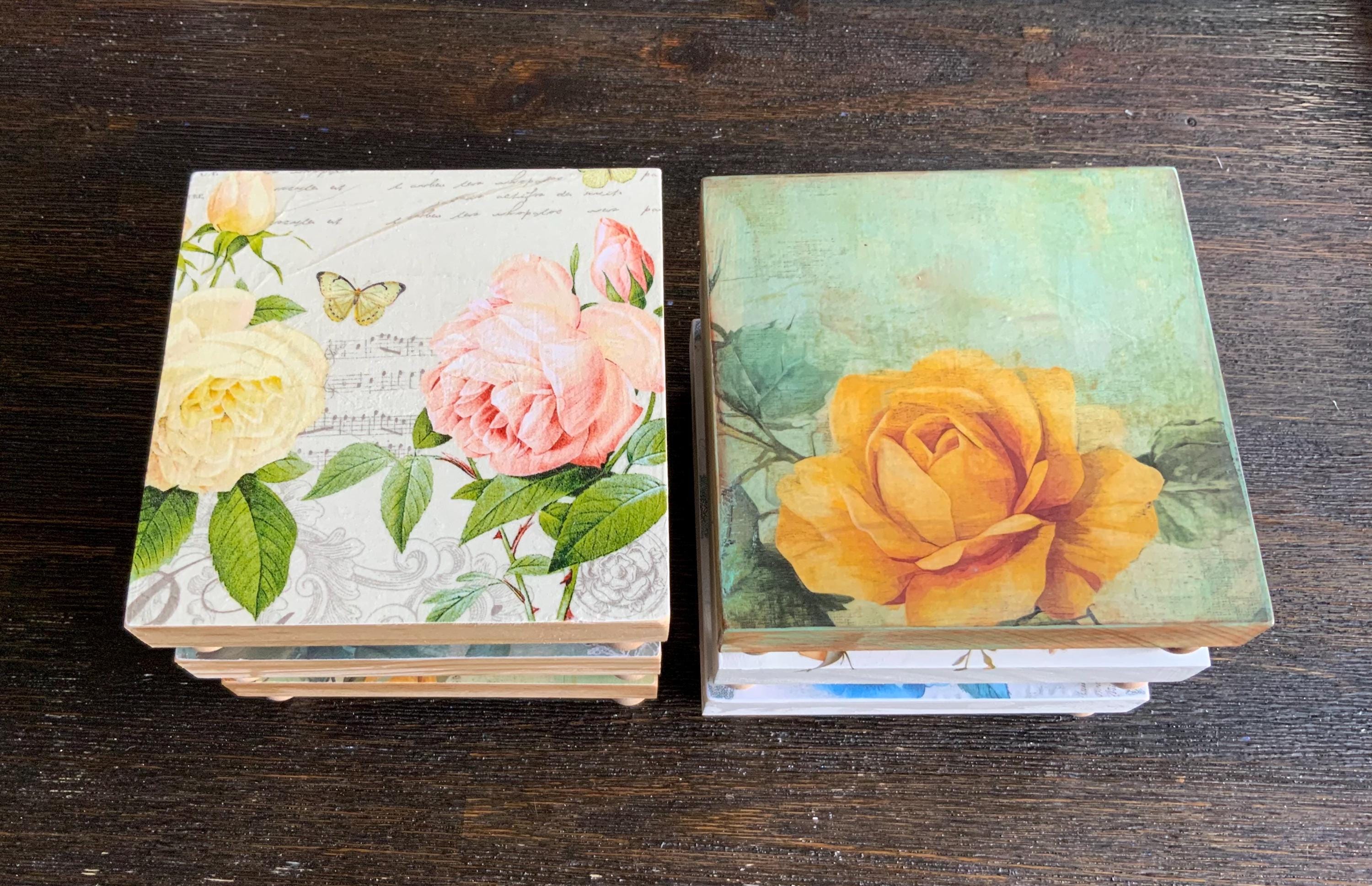 Floral Decoupage Risers 5 Inch Wood Home Decor - Etsy