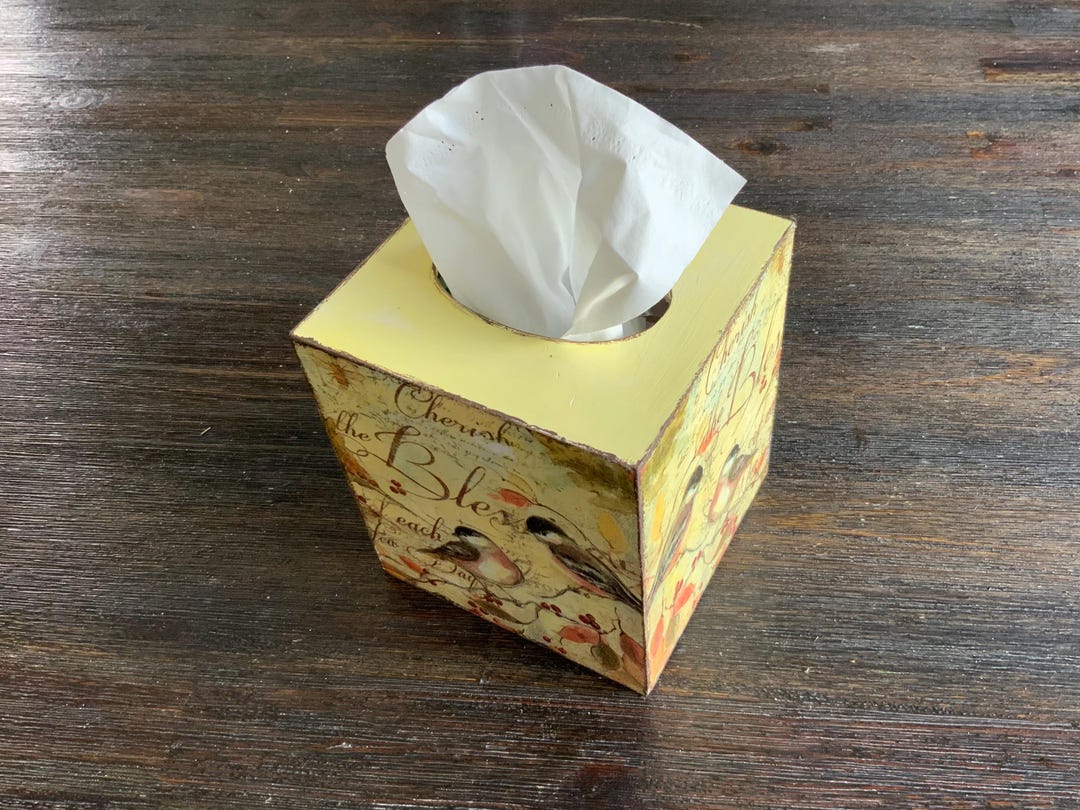 Decoupage Tissue Box Cover, Hand Painted and Decorated Facial Tissue ...