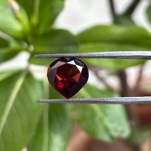 Rare Natural Hessonite Garnet Heart Cut | Sparkling Deep Red Gemstone | High Clarity Loose Stone 10mm 3.4ct