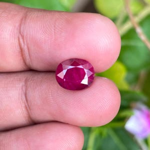Natural Ruby Faceted Oval Cut Gemstone | Genuine Red Ruby Loose Stone | Natural Ruby Gemstone for Ring, Pendant & Jewelry Making