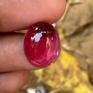 Lab Created Pink Ruby Oval Cabochon, Included Ruby Cab, Bubble Inclusion Stone, Loose Ruby Gemstone, Hot Pink Oval Cabochon for Jewelry