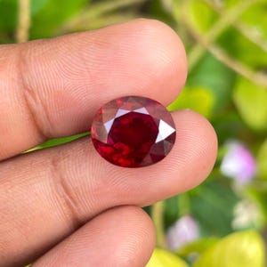 Ruby Shade Faceted Oval Cut Gemstone | Deep Red Ruby | Loose Oval Gem for Ring, Pendant & Jewelry Making | july birthstone