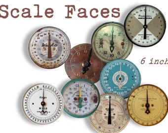 Vintage SCALE FACES DIALS  6 inch Craft Circles - Industrial Meters and Dials - Instant Download Digital Printable - crafts supply