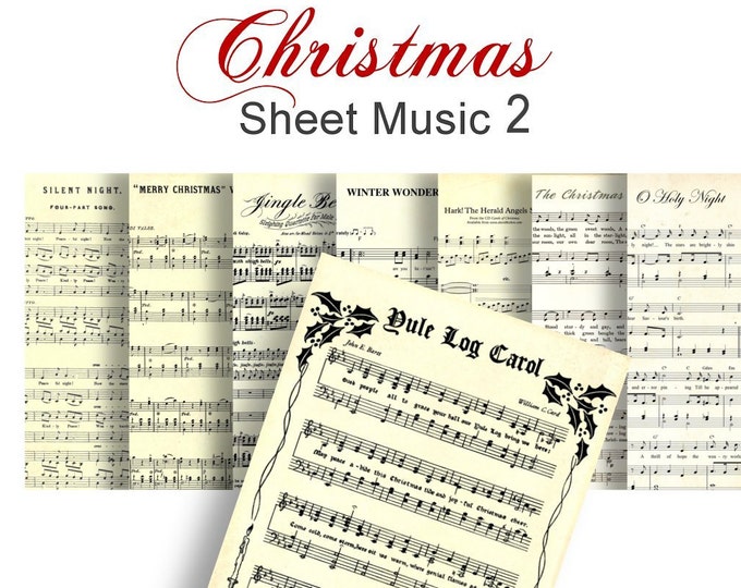 CHRISTMAS CAROLS Printable Sheet Music No 2 8 Digital Songs Paper Pack