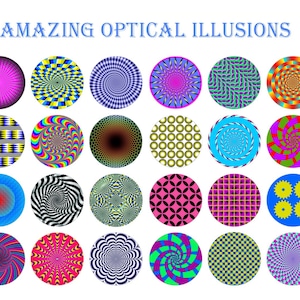 Amazing OPTICAL ILLUSION CIRCLES Moving Craft Circles -  Instant Download Digital Printable -Bottlecaps, Jewelry, Clipart Collage Sheet -