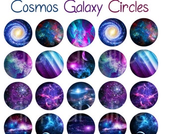 GALAXY COSMOS digital collage sheet, star field, universe Craft Circles - Digital Instant Download Printable Bottlecaps, JEWELRy more